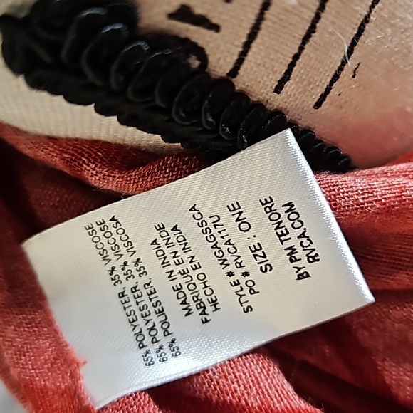 RVCA Brick Red Window Pane Lightweight Blanket Scarf - Picture 3 of 3